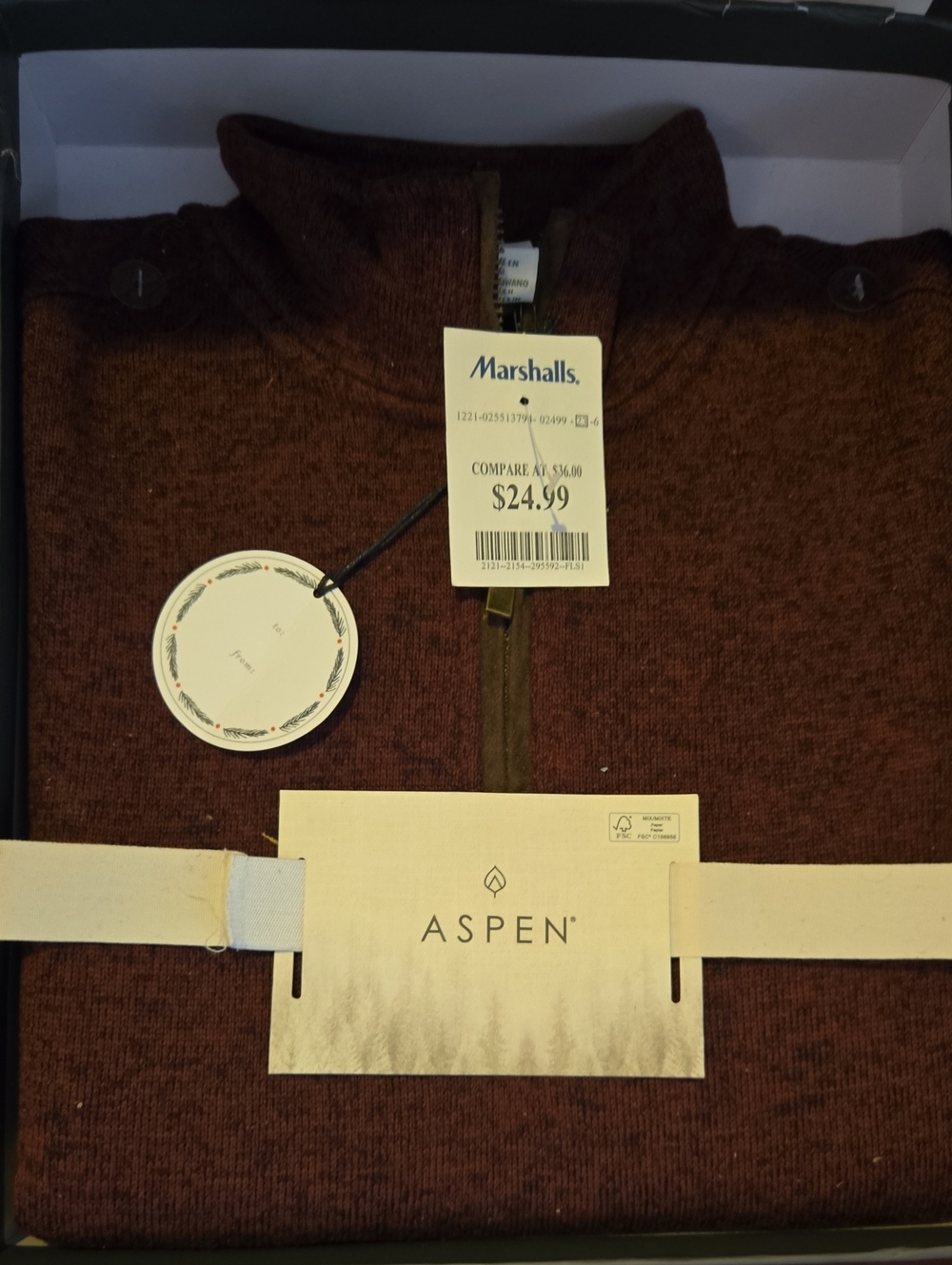 Aspen Men’s Zip-Up Sweater in Deep Maroon